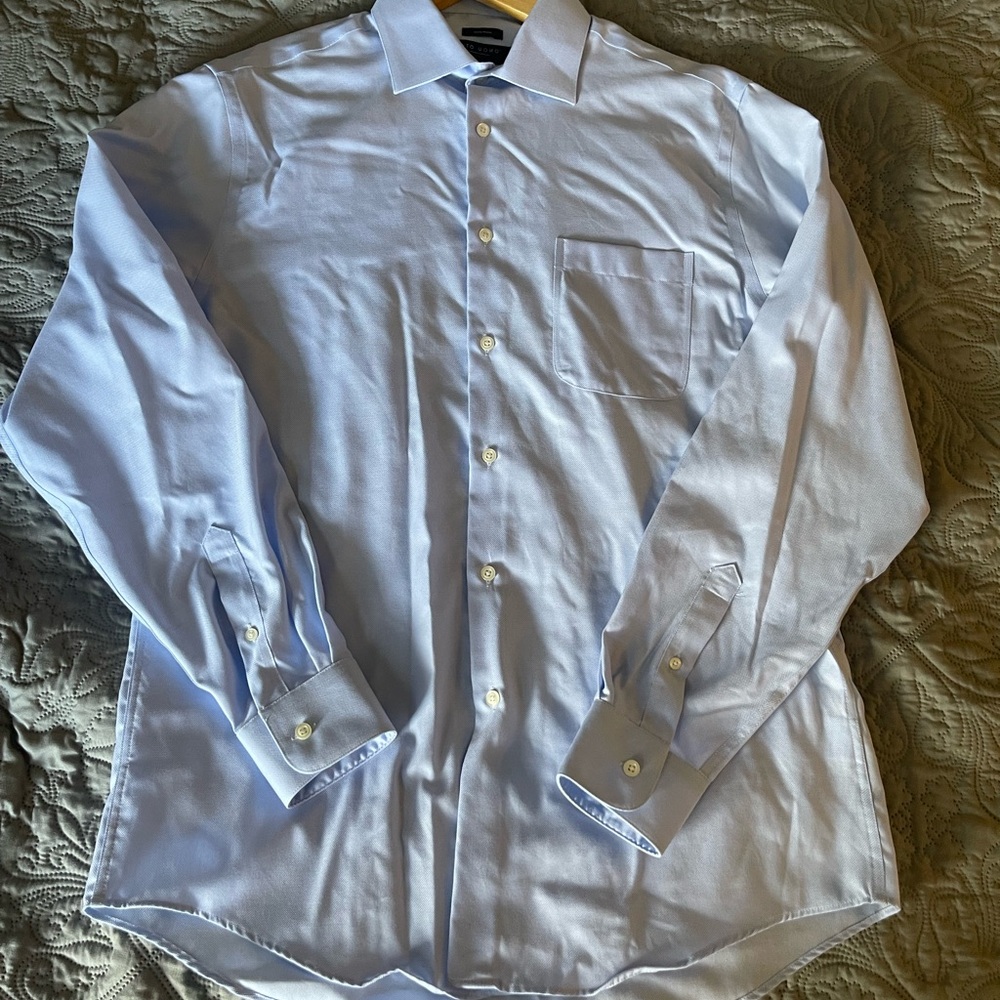 Pronto Uomo Men's Light Blue Dress Shirt Size 16 34/35